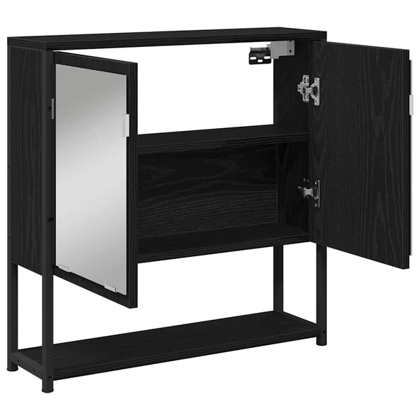 Spiegelschrank mit Regal Schwarz Eichen-Optik 60 cm