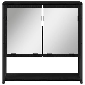 Spiegelschrank mit Regal Schwarz Eichen-Optik 60 cm