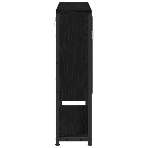Spiegelschrank mit Regal Schwarz Eichen-Optik 60 cm
