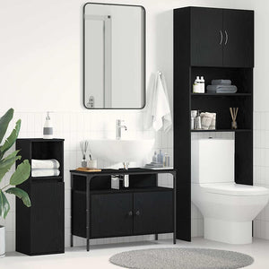 Waschbeckenschrank Schwarz Eichen-Optik 80 cm
