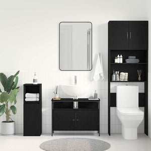 Waschbeckenschrank Schwarz Eichen-Optik 80 cm