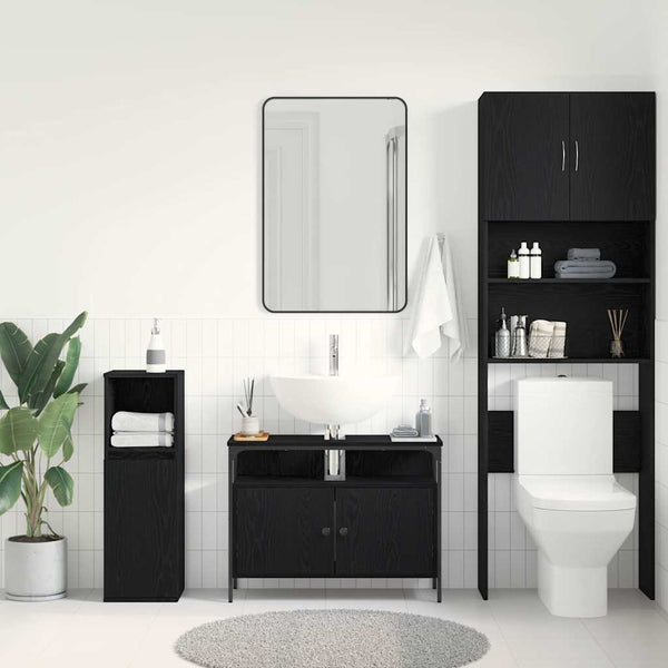 Waschbeckenschrank Schwarz Eichen-Optik 80 cm
