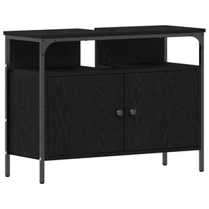 Waschbeckenschrank Schwarz Eichen-Optik 80 cm
