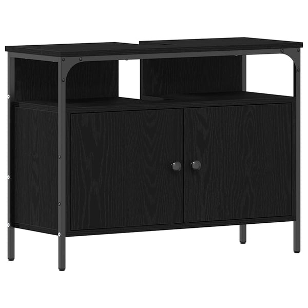 Waschbeckenschrank Schwarz Eichen-Optik 80 cm