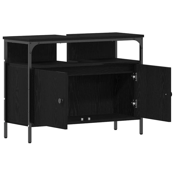 Waschbeckenschrank Schwarz Eichen-Optik 80 cm
