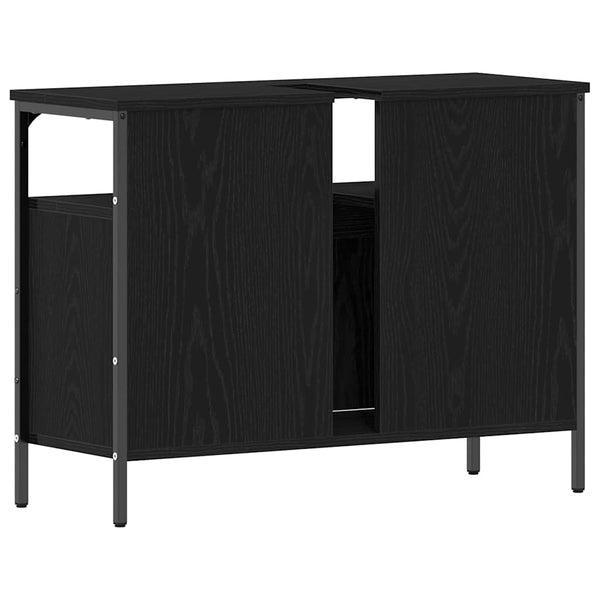 Waschbeckenschrank Schwarz Eichen-Optik 80 cm