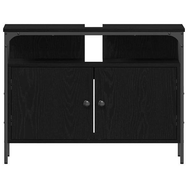 Waschbeckenschrank Schwarz Eichen-Optik 80 cm