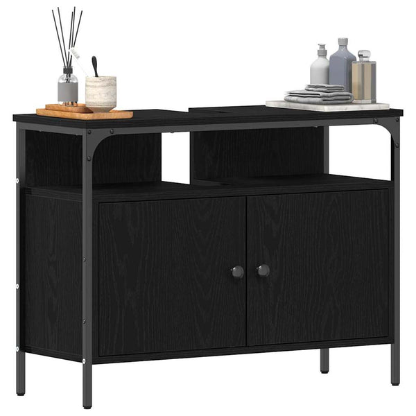 Waschbeckenschrank Schwarz Eichen-Optik 80 cm