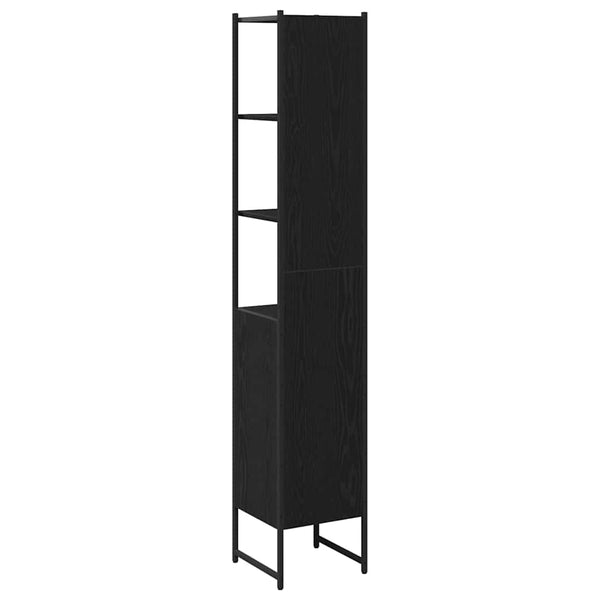 Schwarzer Badezimmerschrank Eichen-Optik, 185,5 cm