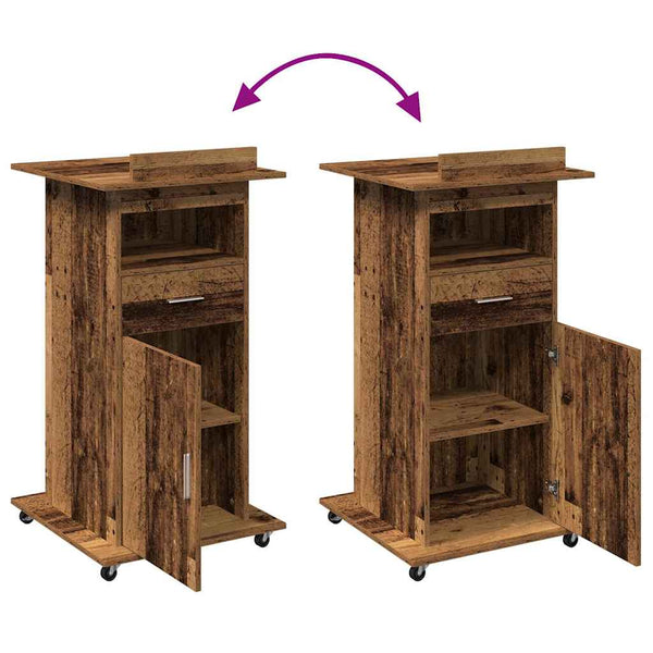 Podium mit Schubladen Altholz 55x55x107cm