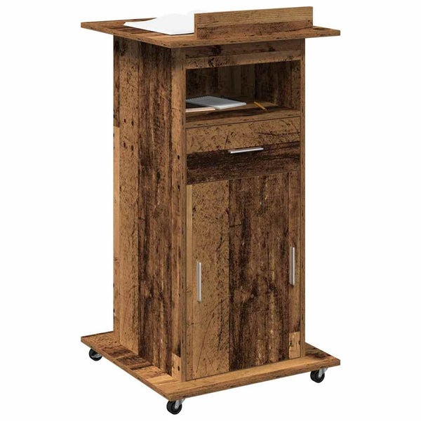 Podium mit Schubladen Altholz 55x55x107cm