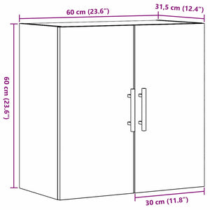 Wandschrank Schwarz Eichen-Optik 60 cm