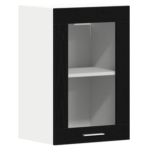 Hängeglasschrank Schwarz Eichen-Optik 60cm