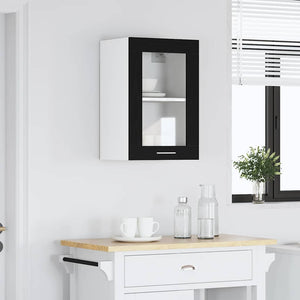 Hängeglasschrank Schwarz Eichen-Optik 60cm