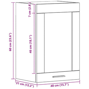 Hängeglasschrank Schwarz Eichen-Optik 60cm
