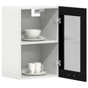 Hängeglasschrank Schwarz Eichen-Optik 60cm