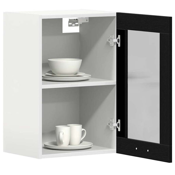 Hängeglasschrank Schwarz Eichen-Optik 60cm