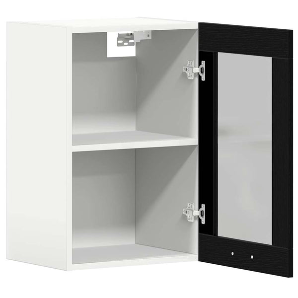 Hängeglasschrank Schwarz Eichen-Optik 60cm