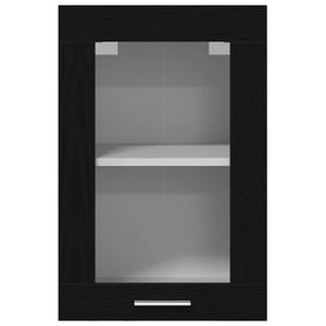 Hängeglasschrank Schwarz Eichen-Optik 60cm