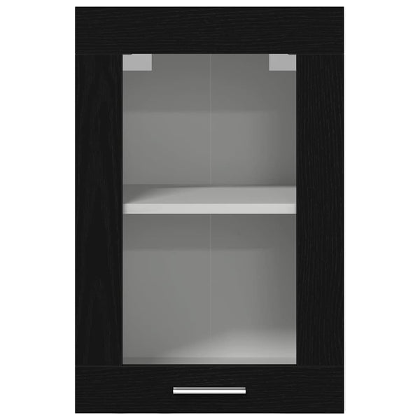 Hängeglasschrank Schwarz Eichen-Optik 60cm