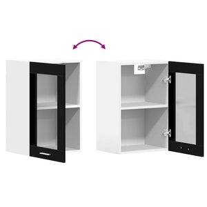 Hängeglasschrank Schwarz Eichen-Optik 60cm