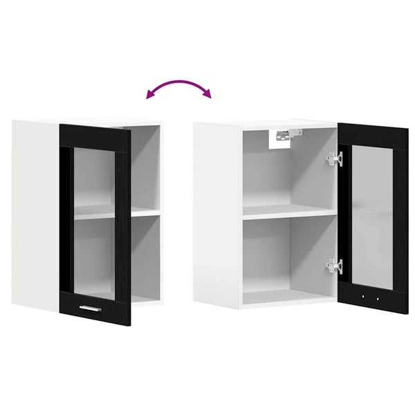 Hängeglasschrank Schwarz Eichen-Optik 60cm