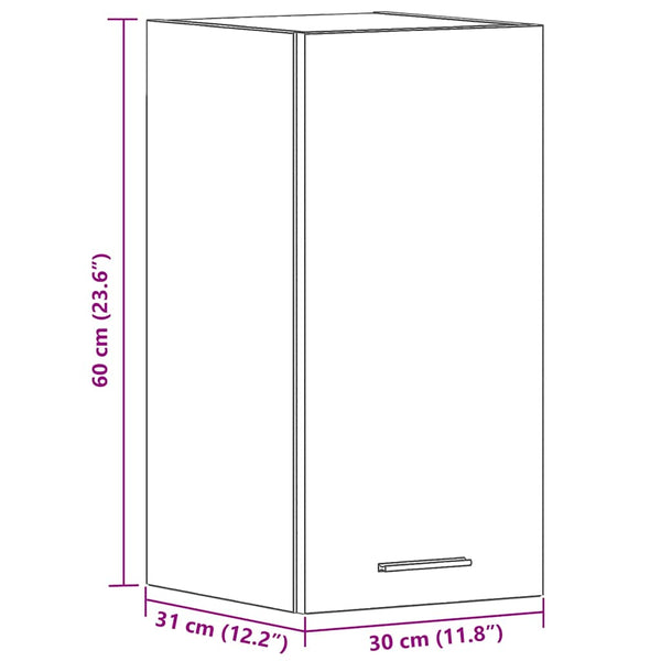 Hängeschrank Schwarz Eiche 30x31x60 cm