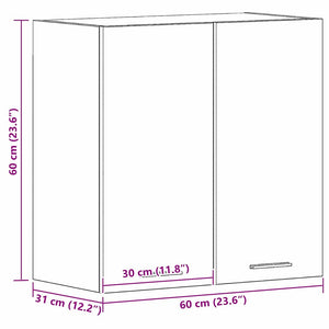 vidaXL Armoire murale Lyon noir aspect chêne 60 x 31 x 60 cm