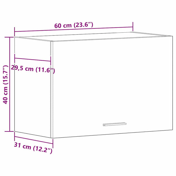 vidaXL Meuble haut Lyon aspect chêne noir 60 x 31 x 40 cm
