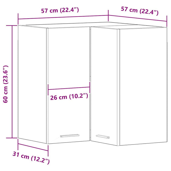 Hängeschrank Lyon Schwarz Eiche 57x57x60 cm