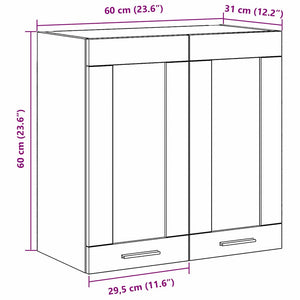 Hängeschrank Schwarz Eichen-Optik 60cm