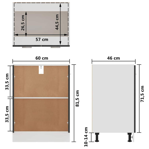 Unterschrank Schwarzeiche 60 cm
