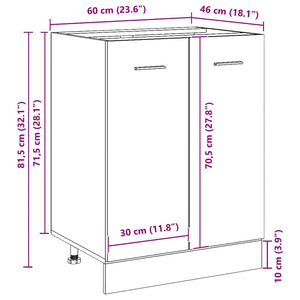 Unterschrank Schwarzeiche 60 cm