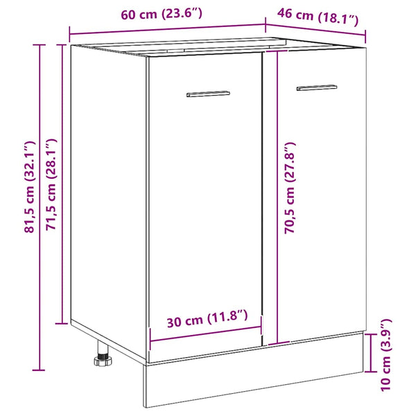 Unterschrank Schwarzeiche 60 cm