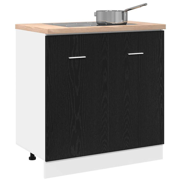 Spülenunterschrank Schwarz Eiche 80 cm