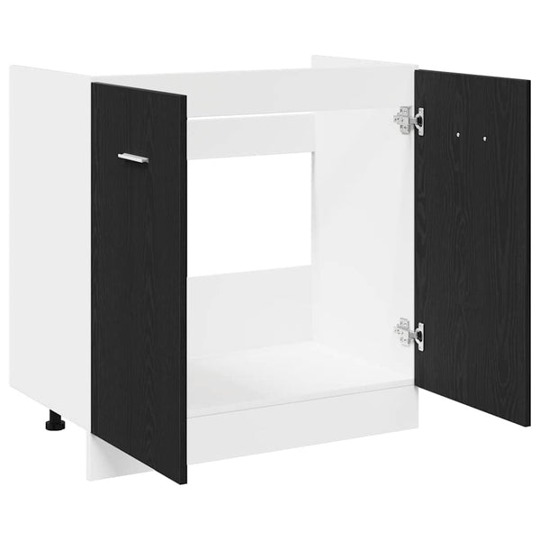 Spülenunterschrank Schwarz Eiche 80 cm