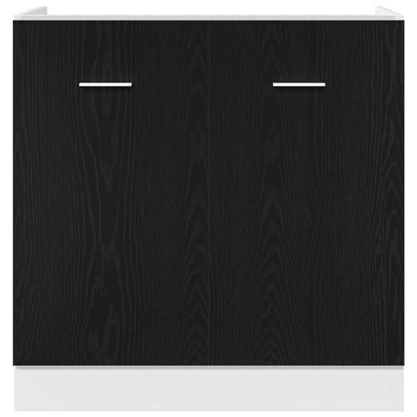 Spülenunterschrank Schwarz Eiche 80 cm