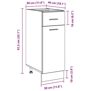 Hängeschrank Schwarz Eichenoptik, 30x46x81,5 cm