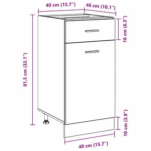 Hängeschrank Schwarz Eichen-Optik 40x81.5 cm