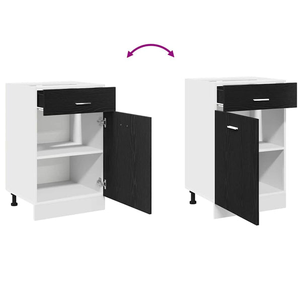 Hängeschrank Schwarz Eichen-Optik 50x81,5 cm