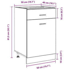Hängeschrank Schwarz Eichen-Optik 50x81,5 cm