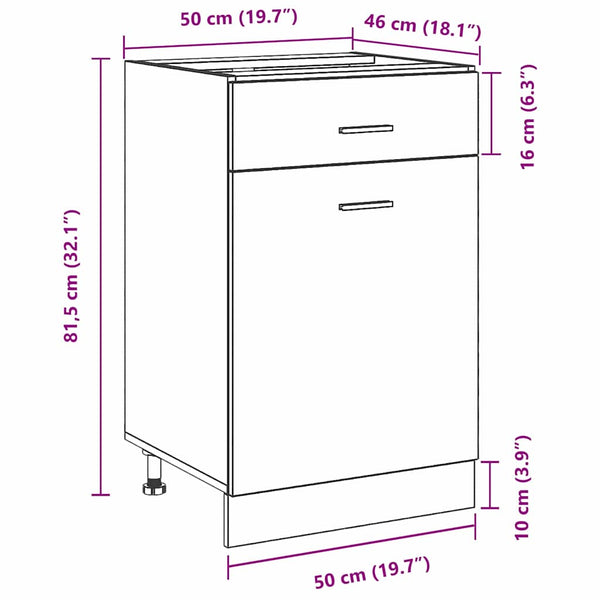 Hängeschrank Schwarz Eichen-Optik 50x81,5 cm