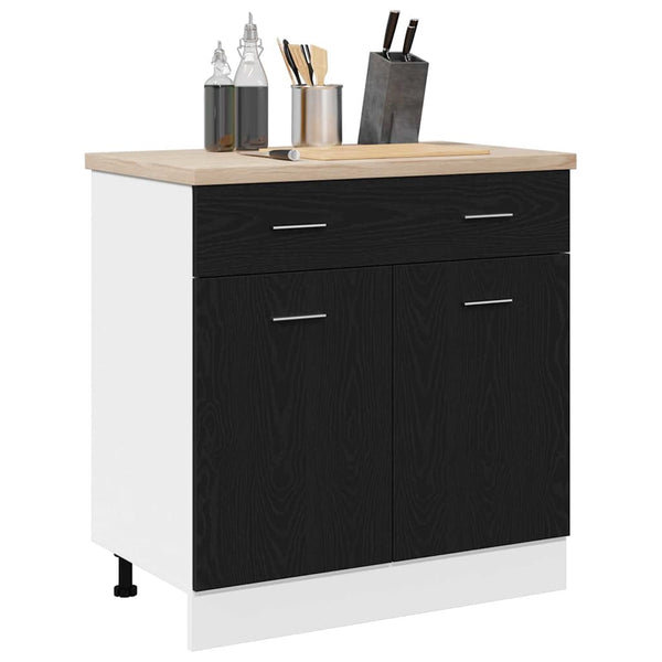 Hängeschrank Schwarz Eichen-Optik 80 cm