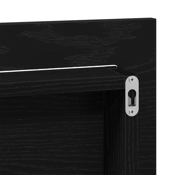 LED Spiegel Schwarz Eichen-Optik 80x37cm