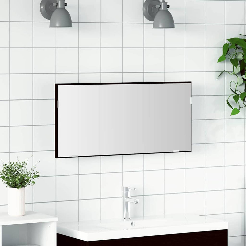 LED Spiegel Schwarz Eichen-Optik 80x37cm