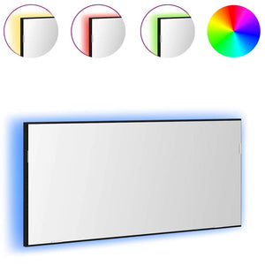 LED Spiegel Schwarz Eichen-Optik 80x37cm