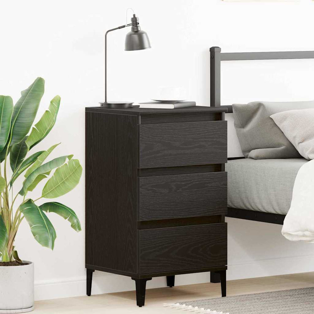 vidaXL Bedside Cabinet Black Oak Look 45 x 35 x 44 cm Engineered Wood