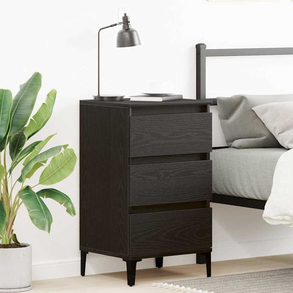 vidaXL Table de chevet Noir aspect chêne 45 x 35 x 44 cm Bois d'ingénierie