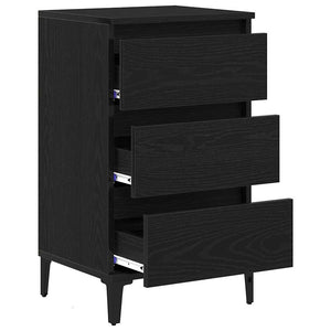 vidaXL Table de chevet Noir aspect chêne 45 x 35 x 44 cm Bois d'ingénierie