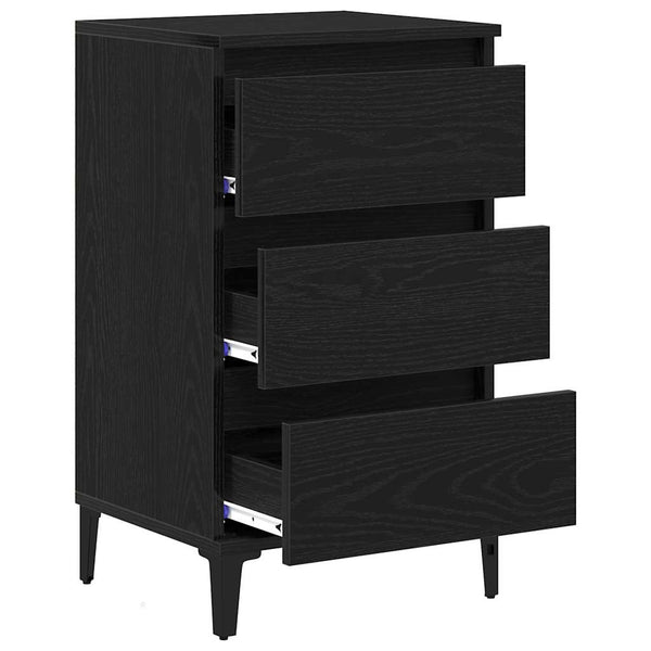 vidaXL Table de chevet Noir aspect chêne 45 x 35 x 44 cm Bois d'ingénierie